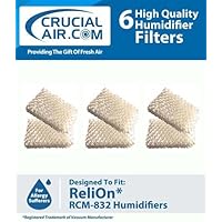 6-Pack ReliOn WF813 Humidifier Wicking Filters Designed To Fit ReliOn RCM832 RCM-832N, DH-832 and DH-830 Humidifers; Compare To Part # WF813; Designed & Engineered By Crucial Air