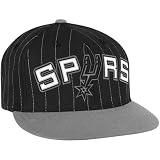 adidas San Antonio Spurs Black-Gray Pinstripe Snapback Adjustable Hat