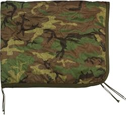 Military GI Style Rip-Stop Poncho Liner (62" x 82") - Woodland Camouflage