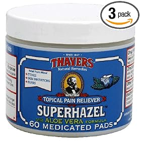 Thayers Superhazel Medicated Pads, with Aloe Vera Formula, 60 Medicated Pads (Pack of 3)
