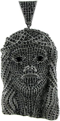 Fully Iced Out Blackout Micro Pave CZ Jesus Face Men's Hip Hop Pendant