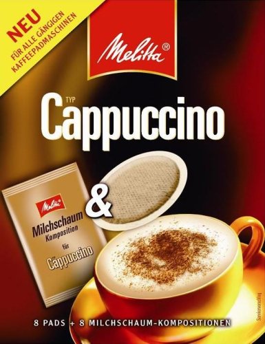Melitta Café Typ Cappuccino Pads (8 Kaffee Pads + Topping)
