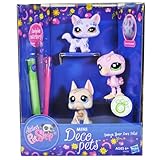 Littlest Pet Shop Design Your Own Pet Mini Deco Pets Series 3 Pack Bobble Head Pet Figure Set - Lavender Color Cat, Pink Flamingo and Brown Boxer Puppy Plus 3 Markers (Green, Purple and Pink)