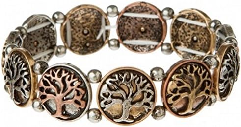 Rain Jewelry Collection Multi Metal Tree of Life in Circles Stretch Bracelet