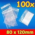 100 Druckverschlussbeutel 80 x 120 mm