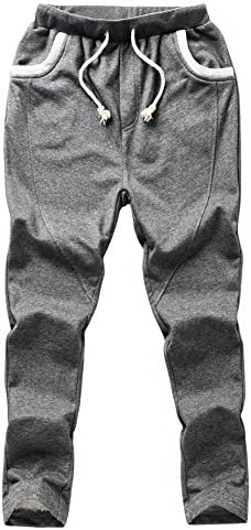 SSNF Big Boy's Full Length Solid Cotton Knitting Sports Pants Dark Gray Size 13T