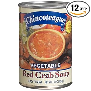 Chincoteague Seafood Vegetable Red Crab Soup, 15-Ounce Cans (Pack of 12) by Chincoteague Seafood