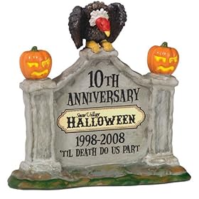Department 56 Snow Village Halloween 10th Anniversary Sign