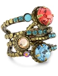 Sorrelli "Tropical" Stacked Circular Crystal Adjustable Gold-Tone Ring