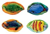 Set of 4 Fish Glass Snack Plates
