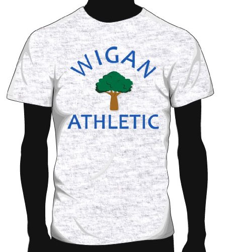 Wigan Athletic Basic Logo Soccer Tee, Adult Small - Ash Grey