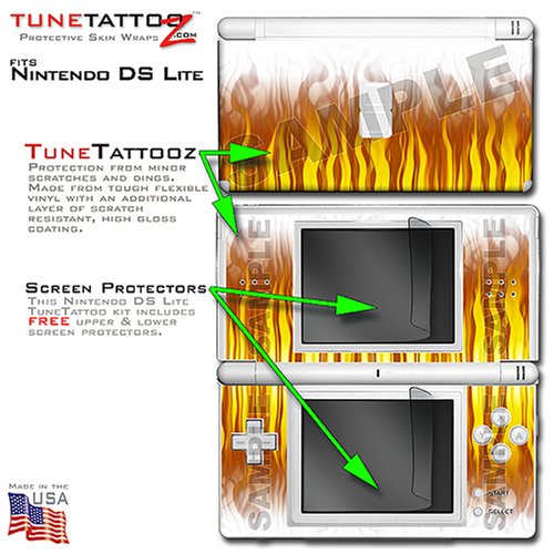 Nintendo DS Lite Fire on White Tune Tattoo Skin Kit by TuneTattoozTM