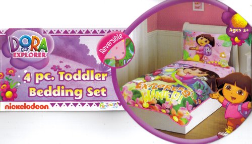 Dora The Explorer and Boots 4pc Toddler Bedding Set Reversible
