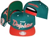 Miami Dolphins Script Aqua/Orange Two Tone Snapback Adjustable Plastic Snap Back Hat / Cap