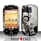 Rubberized Silver Black Vine Flower Snap on Design Case Hard Case Skin Cove ....