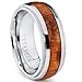 Titanium Wedding Band, Engagement Ring with Real Hawaiian Koa Rosewood Inlay, 8mm comfort fit