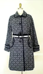 Kate Spade Classic Noel Trench Coat Black White