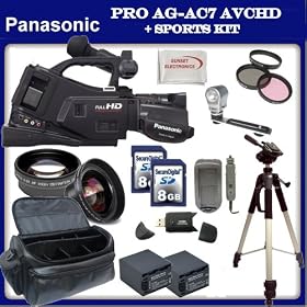 Panasonic AG-AC7 Shoulder-Mount AVCHD Camcorder w/ SSE "Sports Kit" Featuring: 2 Extended Life Batteries &amp; External Rapid Charger, 2x 8GB SDHC Memory Cards, Stabilizing Handle/ Sports Grip, High Definition Wide Angle Lens, 2x Telephoto HD Lens and much much more...: Camera &amp; Photo