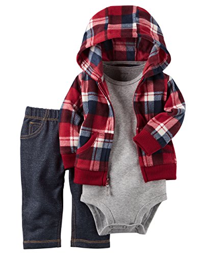 Carter's Baby Boys' 3 Piece Cardigan Set Red Plaid 18M
