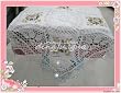 Vintage Crochet/Ribbon Embroidered Table Cloth A60"x90"