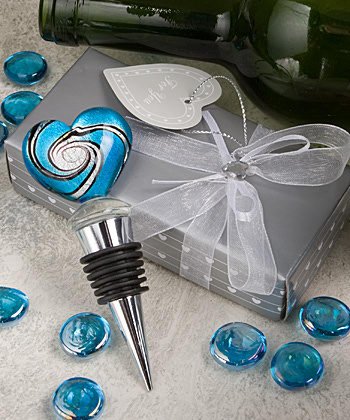 Stunning Murano Heart Wine Bottle Stopper Wedding Favors, 72