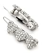 2 Silvertone Clear Rhinestone 3 Heart Snap Hair Barette Clips