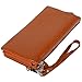 YALUXE Women's Large Capacity Leather Smartphone Wristlet Clutch with Shoulder Strap