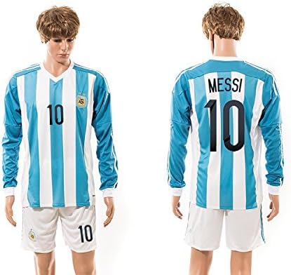 2015/2016 Argentina Home Messi Long Sleeve Kids Soccer Football Jersey (26 (8-9 years))
