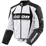 Icon Mens Arc Leather Motorcycle Jacket White Extra Large