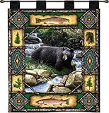 Review ArtExpression  / Bear Lodge - Artist: - Fabric Size: 34.00 by 26.00 inches Wall Tapestry with hanging rods and tassels included