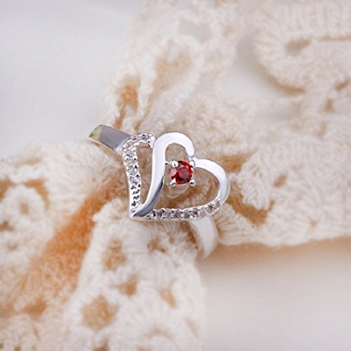 Noble Jewelry 925 Silver Women Ring Two Hearts Cross Rose Zircon Size 8