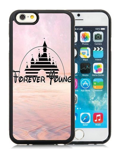 BEIWU Generic iPhone 6 4.7 Inch TPU Case,Forever Young Walt Disney Castle World Cute Shockproof Shell Case Cover for iPhone 6S 4.7 Inch(Black)