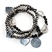 3-Strand Vintage Black Glass Charm Flex Bracelet