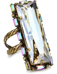 Sorrelli "Raw Sugar" Elongated Crystal Adjustable Goldtone Ring