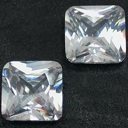 2 White Square Faceted Cubic Zirconia CZ Gem Stone 6mm