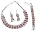 Coral Gemstone Necklace Bracelet and Earrings with Beads in Sterling Silver (gnklcs338)