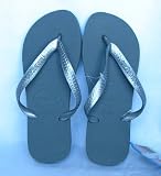 Havaianas Flip Flops Slippers * Top -- Metallic Grey/ Silver * 09 Collection !!