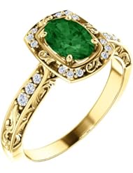 10K Yellow Gold 7.00x5.00mm Oval Cut Chrome Tourmaline and Diamond Ring -- LIFETIME WARRANTY