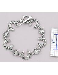 Horseshoe and Rhinestones Charm Bracelet Clear
