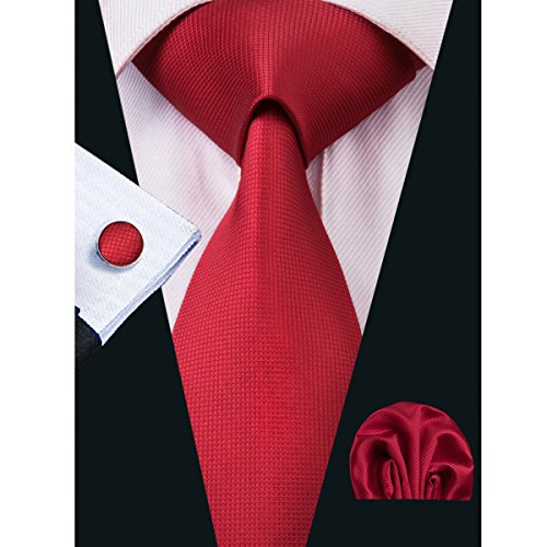 Hi-Tie Mens Red Silk Tie set