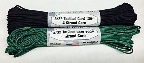 2 Piece Set - 100' 275 Tactical Cord (Black, Green)
