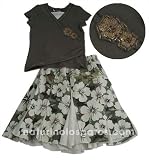 Pampolina Layered Print Skirt Cotton Top Set
