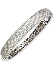 Sterling Silver Plated with CZ Hinged Bangle