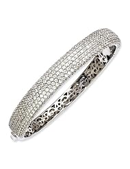 Sterling Silver Pave Rhodium-plated 384 Stone CZ Hinged Bangle