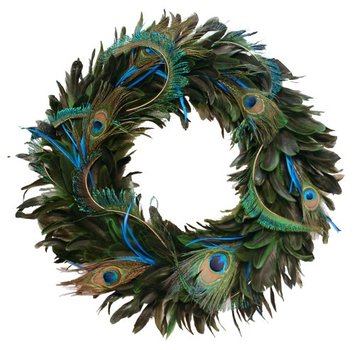Good Tidings 4930527 Peacock Feather Decorative Wreath 19 Inches in Diameter