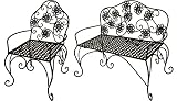 ガーデニング フラワースタンド ベンチ&チェアー型 花台 2点セット (チェア)約21×21×32cm、(ベンチ)約22×38.5×31.5cm