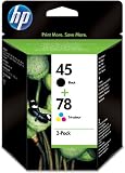 HP Original 45 and 78 Combo-Pack Ink Cartridges (1 Black, 1 Tri-colour)