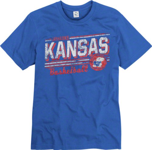 Kansas Jayhawks Royal Escalate Basketball Ring Spun T-Shirt