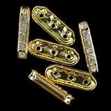 15 21mm gold plated rhinestone spacer bar beads 3 holes