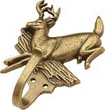 Hook, deer, Antique Brass, 1 1/2 projection, 4 o.a.
